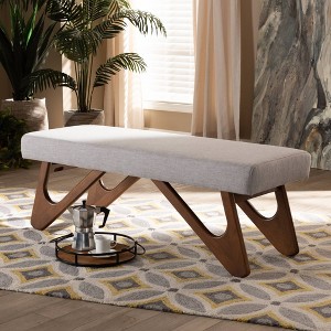 Rika Upholstered Brown Boomerang Bench - Baxton Studio - 1 of 4