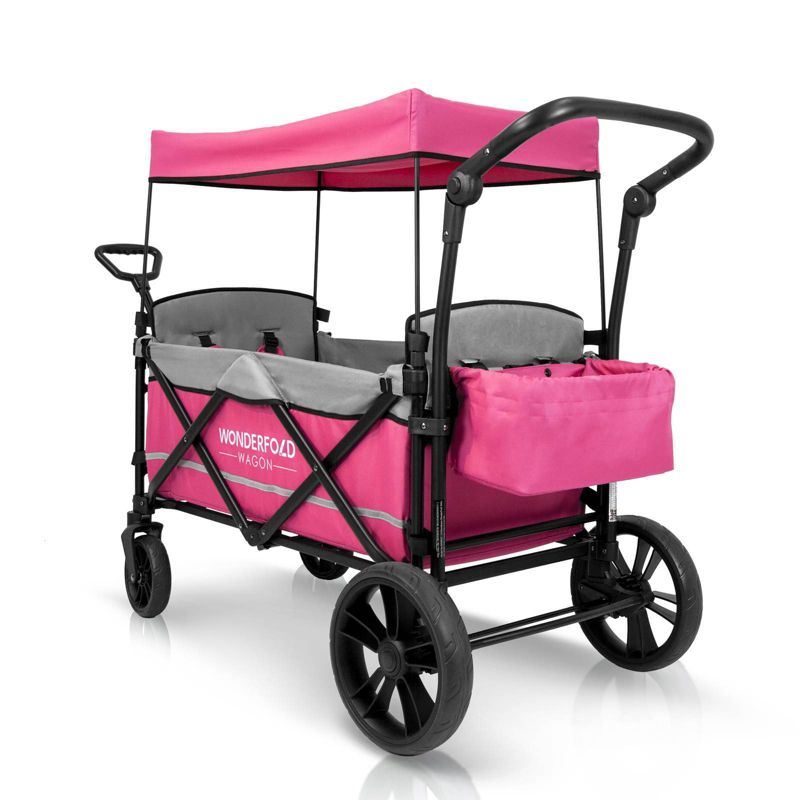 WONDERFOLD X2 Push and Pull Wagon Stroller - Pink, 3 of 10