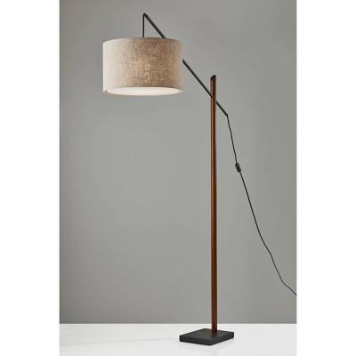 Mid-Century Modern Black Walnut Arc Adjustable Floor Lamp