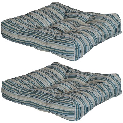 Sunnydaze Indoor/Outdoor Replacement Square Tufted Patio Chair Seat and Back Cushions - 20" - Neutral Stripes - 2pk