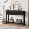 Living Room Farmhouse Entryway Table,43 Inch Wood Console Table w/2 Drawers,2 Tier Sofa Table w/Storage - 4 of 4