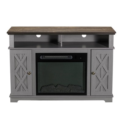 48" TV Stand for TVs up to 55" with Electric Fireplace Gray - Home Essentials