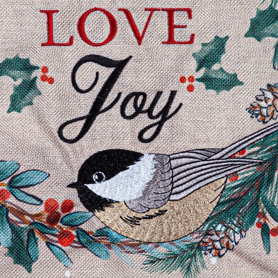 Festive Chickadee Wreath Burlap Garden Flag 18" x 12.5"