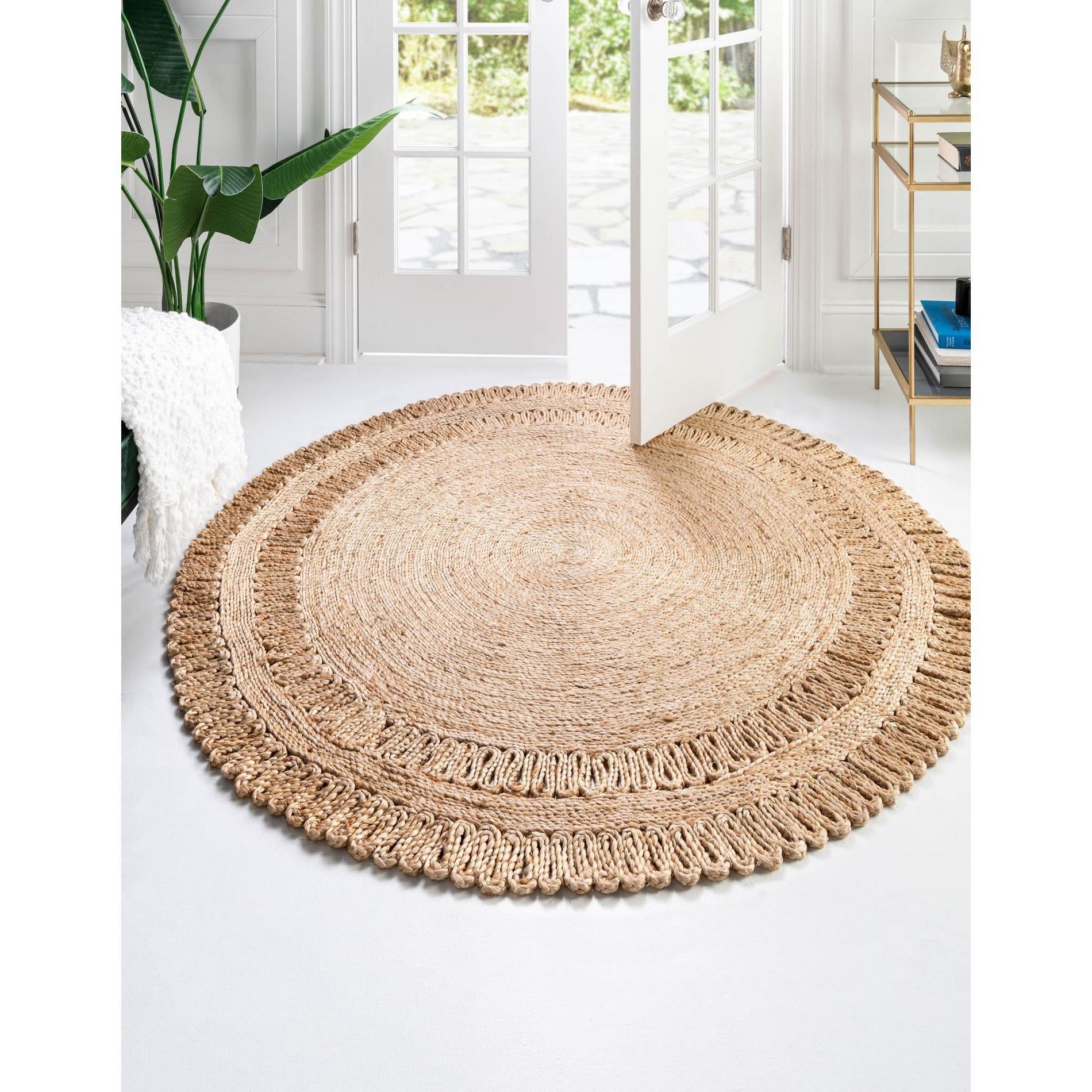 Unique Loom Braided Jute Seema Striped Indoor Flatweave Braided Area Rug