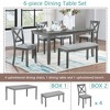 6-Piece Dining Set with Rectangular Wooden Table, 4 Upholstered Chairs and a Bench - 3 of 4