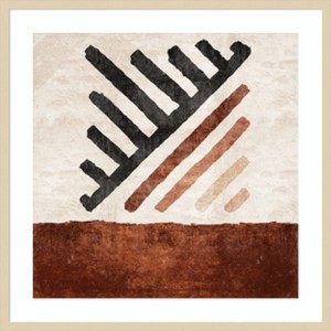 Amanti Art Geometrik Cizgili Kilim Kiremit by Emel Tunaboylu Wood Framed Wall Art Print - 1 of 4