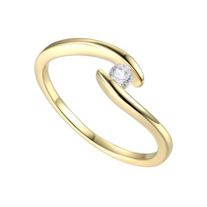Guili Sterling Silver 14k Gold Plated 0.10ctw Lab-Created Moissanite Wavy Bypass Ring - Available in sizes 6, 7, and 8 - 1 of 3
