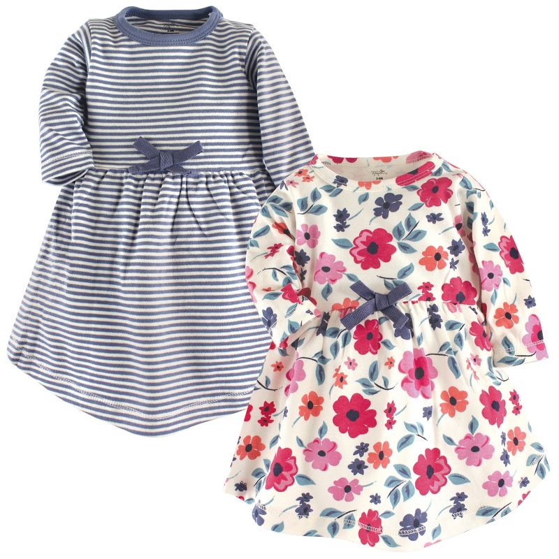 Touched by Nature Baby and Toddler Girl Organic Cotton Long-Sleeve Dresses 2pk, Garden Floral, 1 of 3