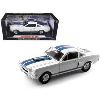 1966 Ford Mustang Shelby GT350 White with Blue Stripes 1/18 Diecast Model Car by Shelby Collectibles