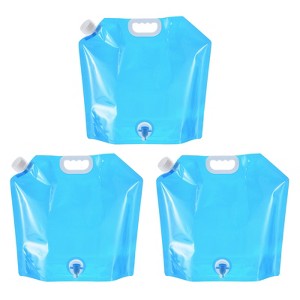 Unique Bargains Camping Hiking PE Collapsible Water Container Bags with Spigots 3 Pcs - 1 of 4