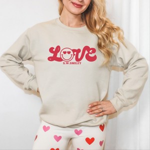 Simply Sage Market S.W.Smiley Love Cursive Sweatshirt - 1 of 4