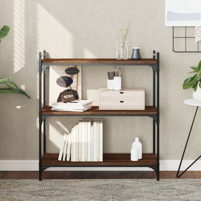 vidaXL Bookcase 3-Tier Brown Oak 31.5 in.x11.8 in.x33.9 in. Engineered Wood