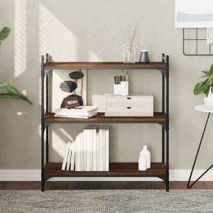 vidaXL Bookcase 3-Tier Brown Oak 31.5 in.x11.8 in.x33.9 in. Engineered Wood - 1 of 4