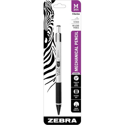 Standard HB Lead 0.5mm Point Size 2-Count Zebra 54012 Stainless Steel Mechanical Pencil 2-Count 2 Pack Black Grip 