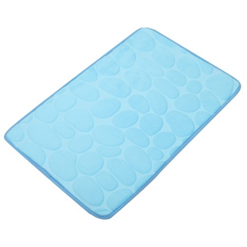 Unique Bargains Memory Foam Bathroom Mat Non Slip Soft Bath Mats Rugs  Machine Washable 2 Pcs Blue