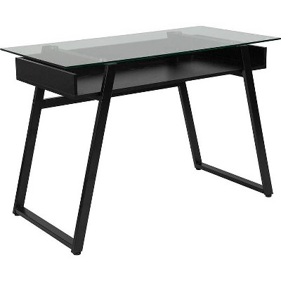 Huntley Computer Desk with Shelf Clear/Black - Riverstone Furniture Collection