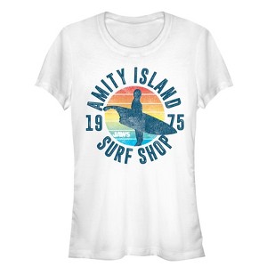 Juniors Womens Jaws Retro Amity Island Surf Shop T-Shirt - 1 of 4