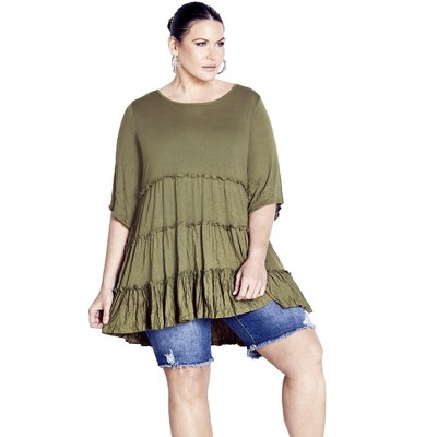 Avenue Women's Plus Size Tier Crush Tunic