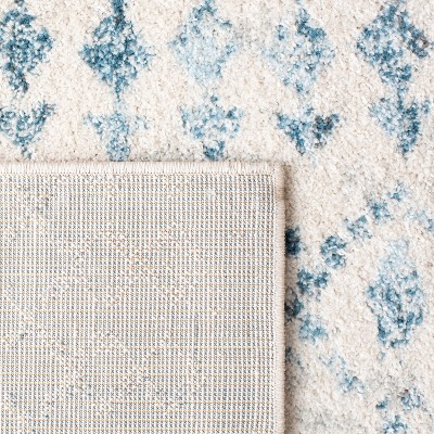 Ivory & Turquoise Geometric 9' x 12' Reversible Synthetic Rug