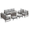 Sonkuki Patio Sofa Set with 45'' Fire Pit Table, All-Weather PE Rattan Wicker Patio Conversation Couch with Cushion - 2 of 4