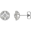 Pompeii3 3/4ct Diamond Halo Studs 14k White Gold 8.7mm Wide - 2 of 3