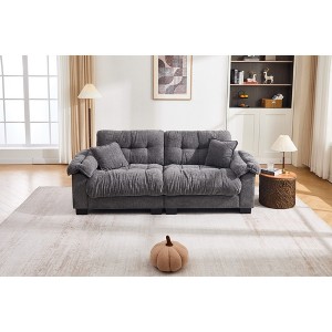90.1'' Chenille Pleated 3-Seater Sofa with Dense Foam Cushion and Spring Support - 1 of 4