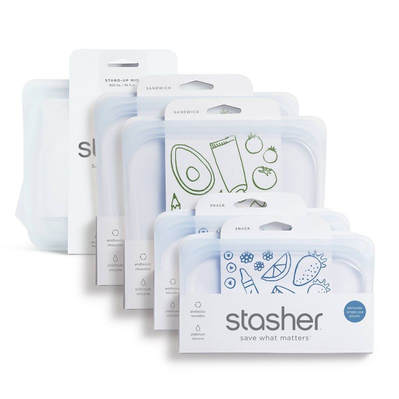 Stasher Reusable Bags On-The-Go Set - 5pk - Clear, 6 of 9
