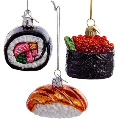 Kurt Adler Noble Gems Glass Ornaments for Christmas Tree, Sushi, Assorted (Pack of 3)