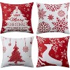 4Pcs Christmas Cushion Covers Set, Throw Pillow Cases with Snowflake Merry Christmas Holiday Xmas Trees Elk Deer for Party Sofa Couch Decor - 2 of 4