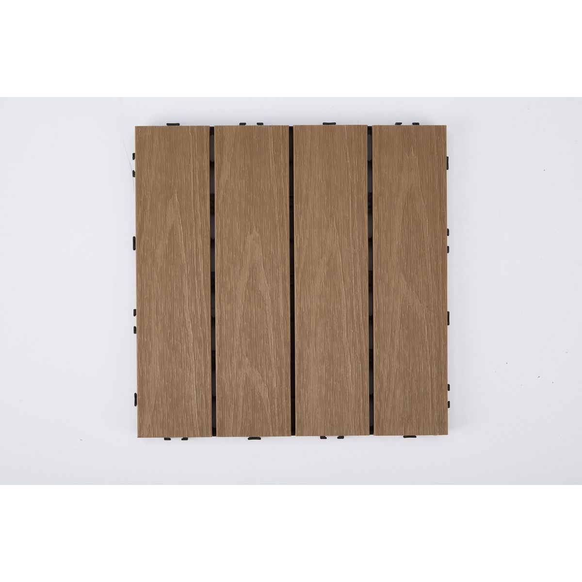 Interlocking Composite Deck Tiles, Wood Grain Snap-In Outdoor Patio Flooring Tiles for Balcony, Backyard & Outdoor Walkway Decoration - thumbnail 3