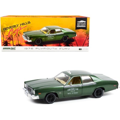 1976 Plymouth Fury Taxi Green Met. "Checker Cab 069 WO. 3-7000" "Beverly Hills Cop" (1984) Movie 1/18 Diecast Car by Greenlight