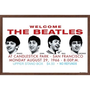 Trends International The Beatles - Candlestick Park Landscape Framed Wall Poster Prints Mahogany Framed Version 22.375" x 34" - 1 of 4