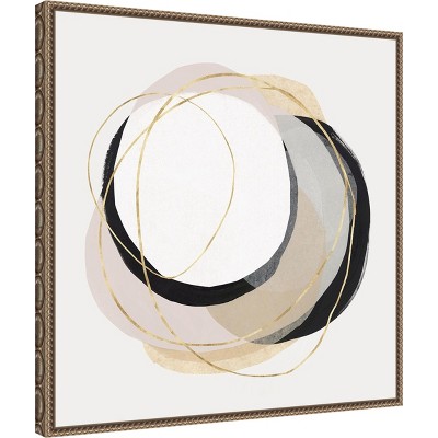 Ring of Gold I Abstract Canvas Art with Bronze Floater Frame
