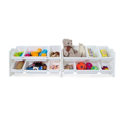 White Multi-Bin Toy Organizer with Removable Storage Bins