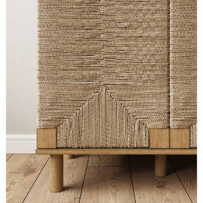 Beacon Light Brown Seagrass 4-Door Sideboard Cabinet