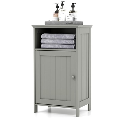 Tangkula Bathroom Floor Cabinet Single Door Side Cabinet W/ Open ...