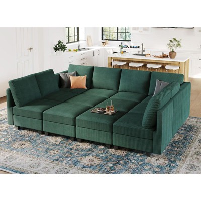 Belffin Corduroy Convertible Modular Sectional Sleeper Sofa Oversized 12 Seat with Storage Seat for Living Room