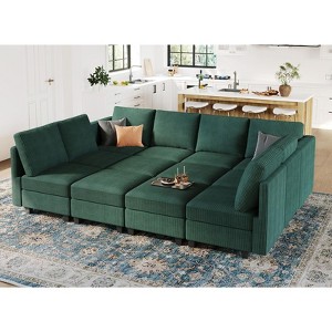 Belffin Corduroy Convertible Modular Sectional Sleeper Sofa Oversized 12 Seat with Storage Seat for Living Room - 1 of 4