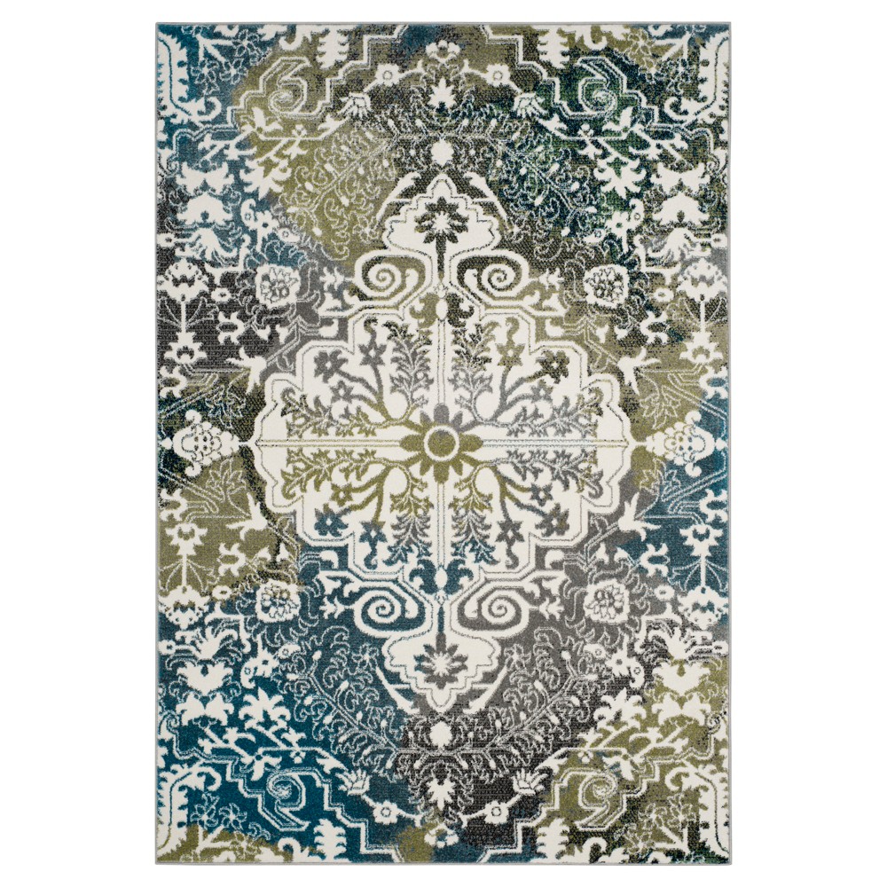 5'3inx7'6in Cherina Loomed Rug Ivory/Peacock Blue - Safavieh