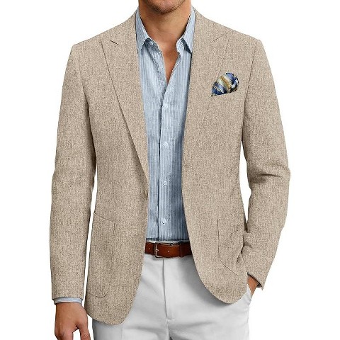 COOFANDY Men's Casual Blazer Slim Fit Sports Coat One Button Business Retro Suit Jackets for Wedding Party Light Khaki XL