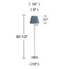 360 Lighting Druckman Modern 60 1/2" Tall Standing Floor Lamp Skinny Swing Arm Adjustable Silver Metal Brushed Nickel Finish Pleated Misha Blue Shade - 4 of 4