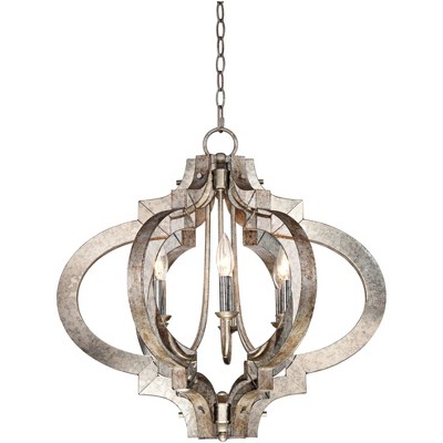 Possini Euro Design Aged Silver Gold Bronze Chandelier 23 1/4" Wide Modern Open Look 6-Light Fixture for Dining Room House Foyer