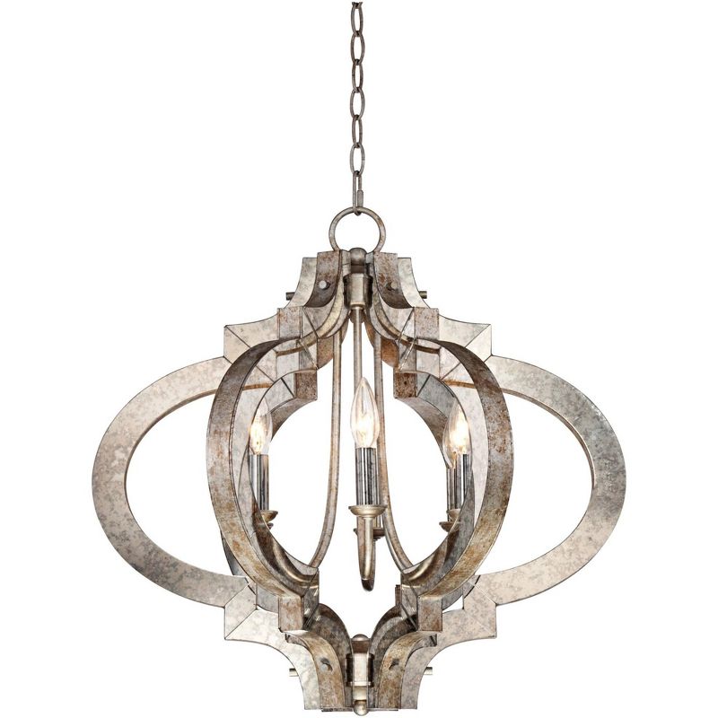 Possini Euro Design Ornament Aged Silver Gold Bronze Chandelier 23 1/4" Wide Industrial 6-Light Fixture for Dining Room Foyer Kitchen Island Entryway, 1 of 11