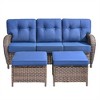 Gymojoy 3 Pieces Outdoor 3-Seat Sofa with Ottomans - 3 of 4