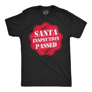 Mens Funny T Shirts Santa Inspection Passed Sarcastic Christmas Graphic Novelty Tee For Men - Crazy Dog Men's T Shirt Gift For Christmas - 1 of 4