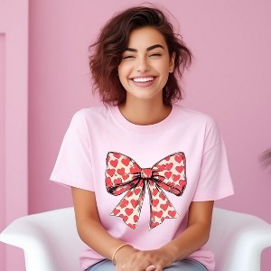 Simply Sage Market Women's Coquette Hearts Short Sleeve Graphic Tee - 1 of 4