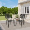 CLIHOME Outdoor Patio Woven Diagonal Grid Cast Aluminum Dining Chair(Set of 2) - 2 of 4