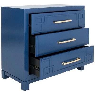 Lapis Blue and Gold Modern 3-Drawer Night Table