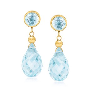 Ross-Simons 14.00 ct. t.w. Sky Blue Topaz Drop Earrings in 14kt Yellow Gold - 1 of 4