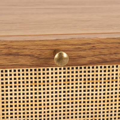 Aino Oak Natural 1-Drawer Nightstand with Rattan Mesh